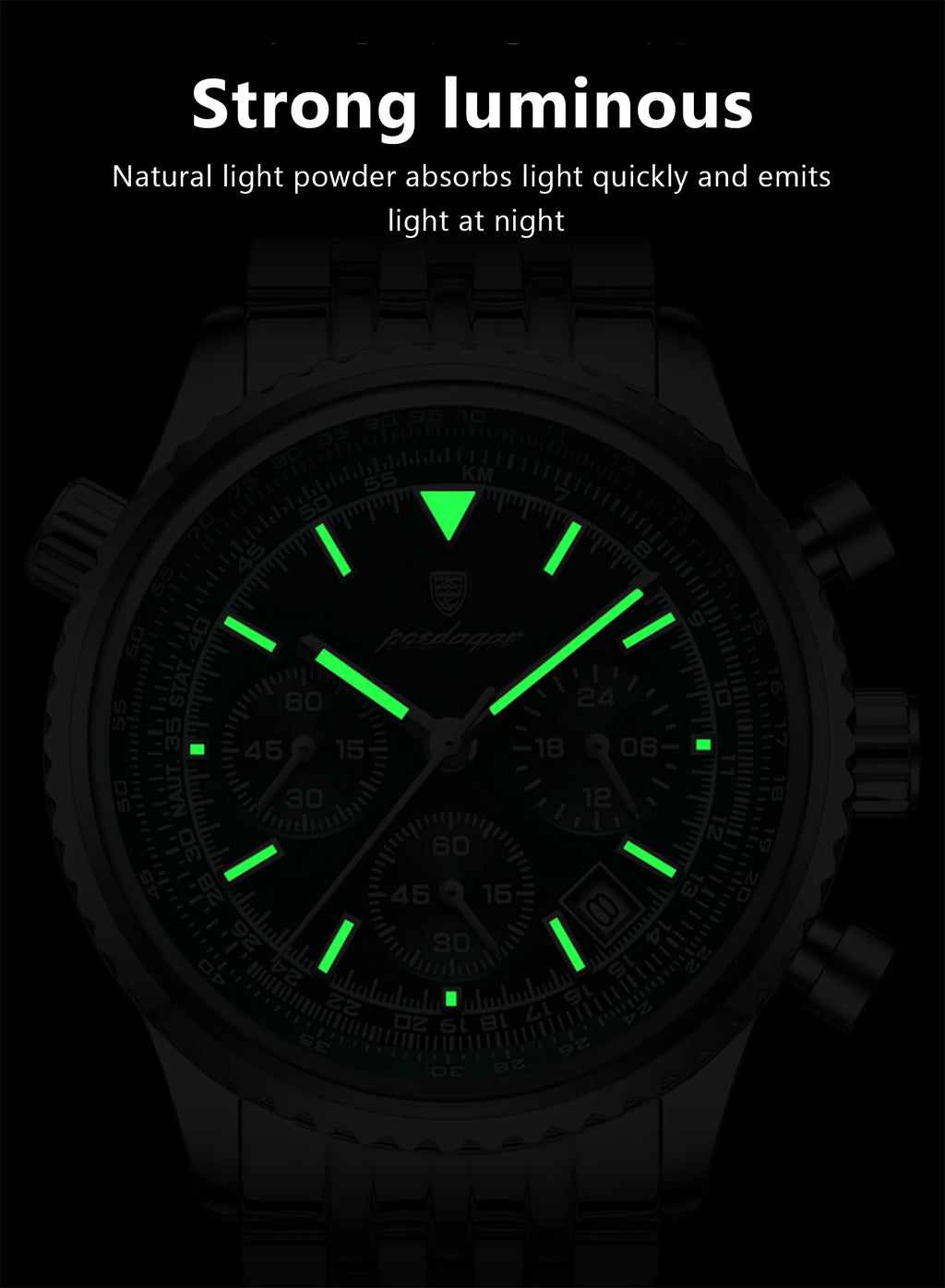 POEDAGAR Luxury Watches For Man Date Chronograph Stainless Steel Sport Men Watch Waterproof Luminous Quartz Military Men's Watch