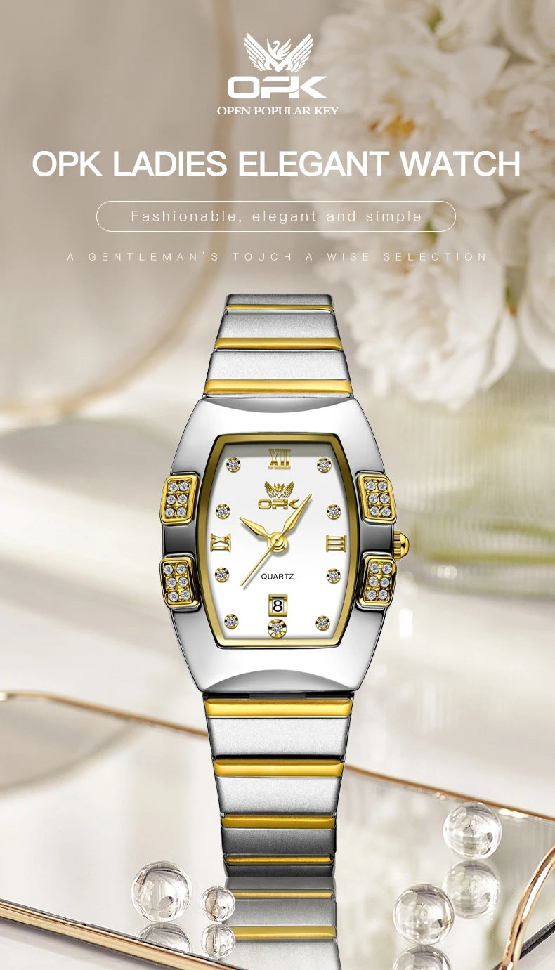 OPK 8169 Women's Watches Luxury  Original Wristwatch for Girl Waterproof  Fashionable Zircon Scale Date Relogios Masculino