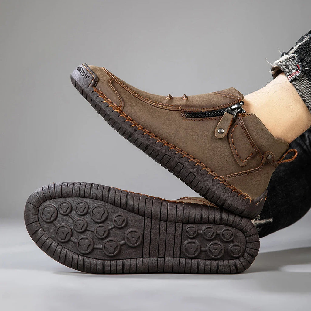 New Autumn Handmade Leather Men Boots Outdoor Design Sneakers Man Breathable Casual Leather Shoes Men Ankle Boots Fall Plus Size