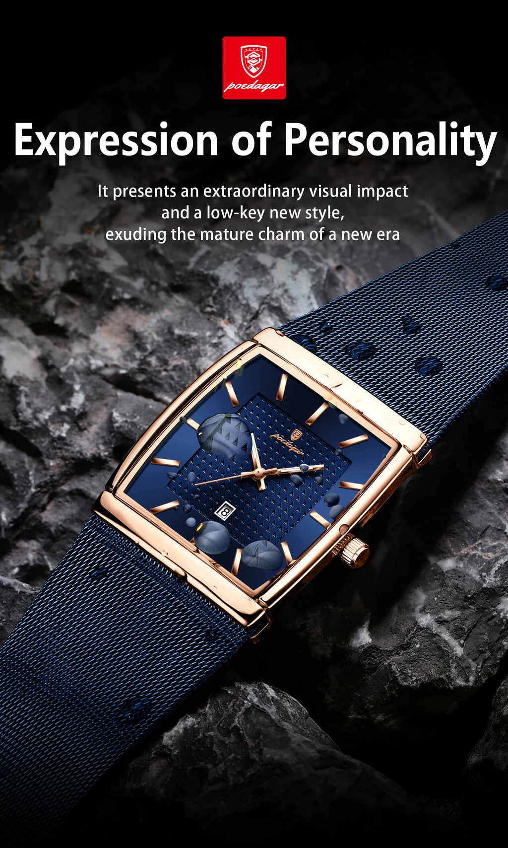 POEDAGAR Luxury Men Watch Stainless Steel Mesh Waterproof Luminous Date Man Wristwatch Fashion Casual Quartz Men's Watches Reloj
