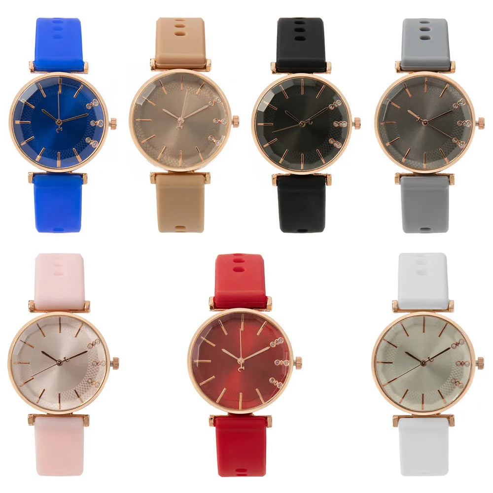 Fashion Simple With Diamonds Ladies Quartz Watches Hot 2025 Sports Brands Women Silicone Strap Dress Clock Gifts Wristwatches