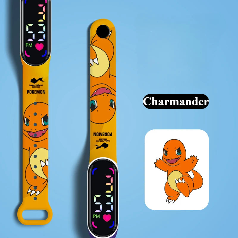 Kawaii Strap LED Electronic Watch New Cute Anime Pikachu Gengar Waterproof Bracelet Fashion Boy Girl Digital Watches Gift