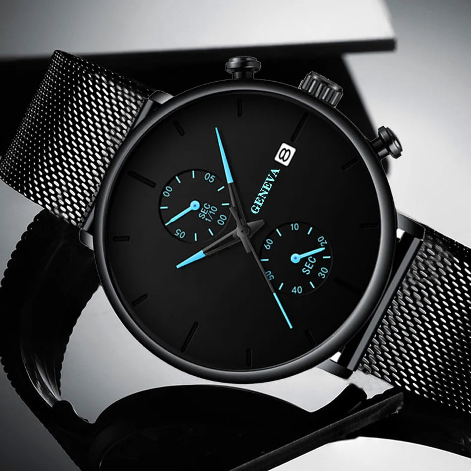 Men Watches Luxury Brand Date Calendar Watches Men Stainless Steel Mesh Watch For Mens Casual Quartz Watch Relogio Masculino Hot