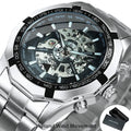 WINNER Classic Skeleton Watch for Men Luminous Hands Mechanical Watches Stainless Steel Strap Luxury Brand Forsining Wristwatch