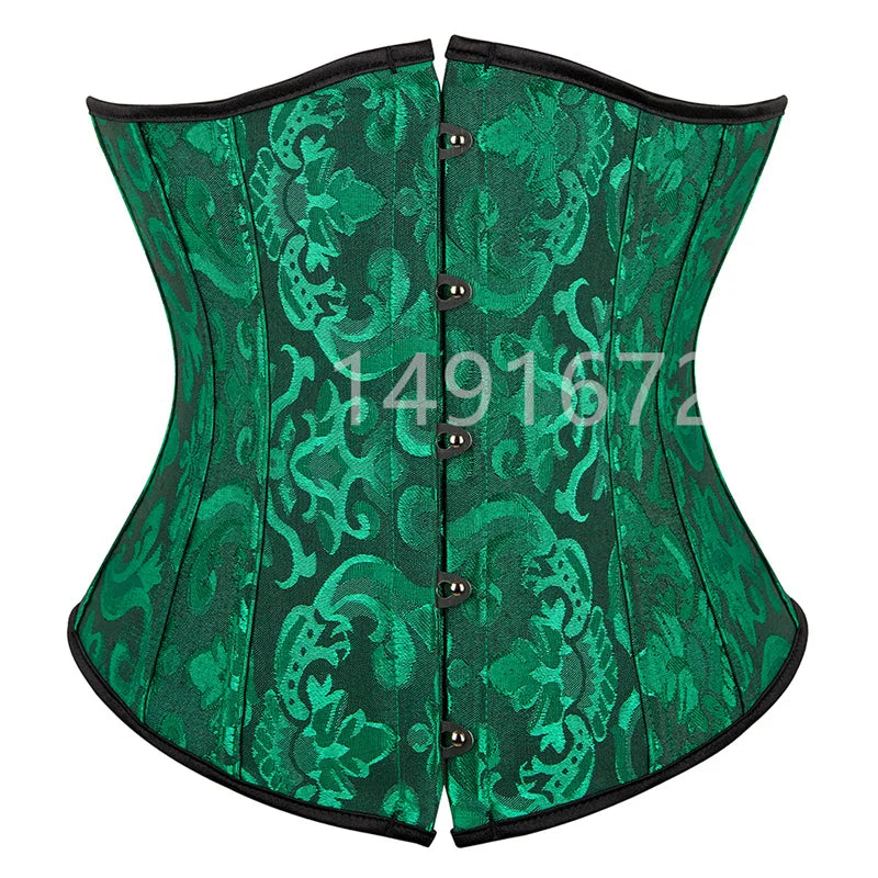 Sapubonva Black Corset Underbust Top Plus Size Satin Waist Cincher Sexy Gothic Workout Corsets Lingerie Korsett Women White Red
