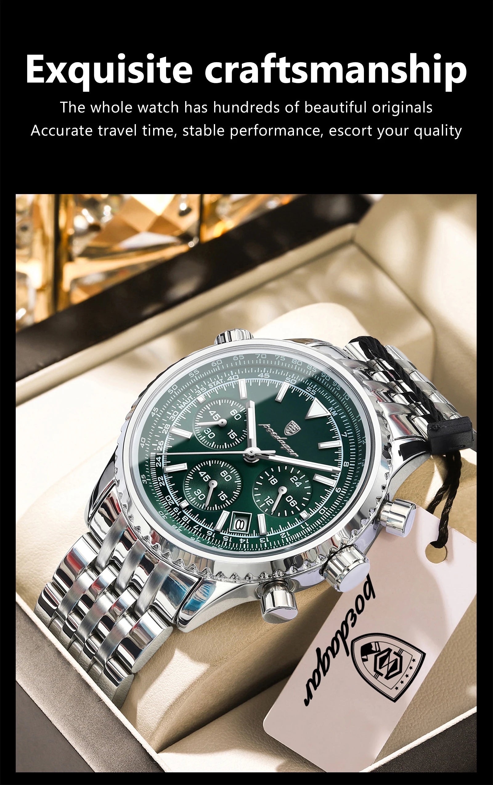 POEDAGAR Luxury Watches For Man Date Chronograph Stainless Steel Sport Men Watch Waterproof Luminous Quartz Military Men's Watch