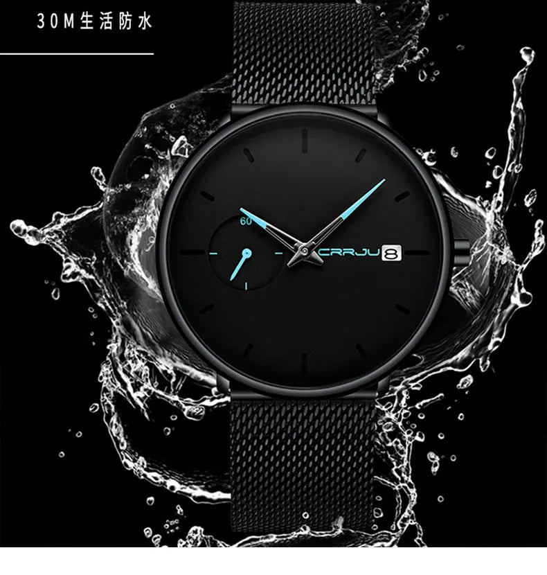 Men Watches Luxury Brand Date Calendar Watches Men Stainless Steel Mesh Watch For Mens Casual Quartz Watch Relogio Masculino Hot