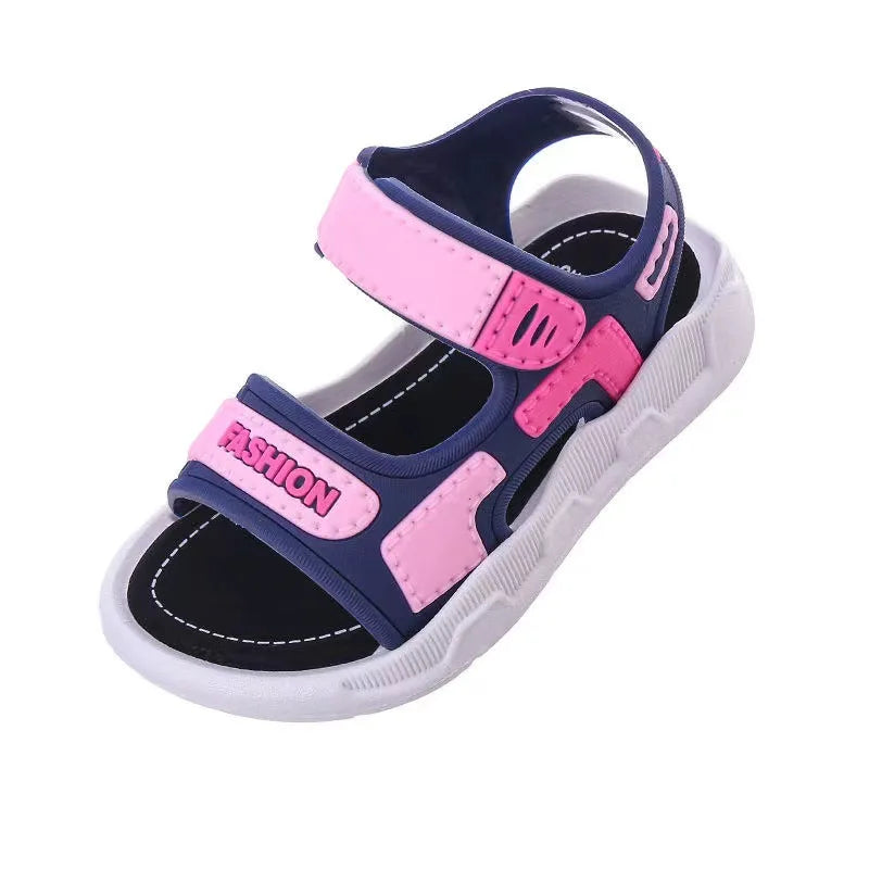 Children's and Girls' Sandals 2023 New Korean Edition Soft Sole Anti slip Medium and Small School Boys' and Baby Beach Sandals