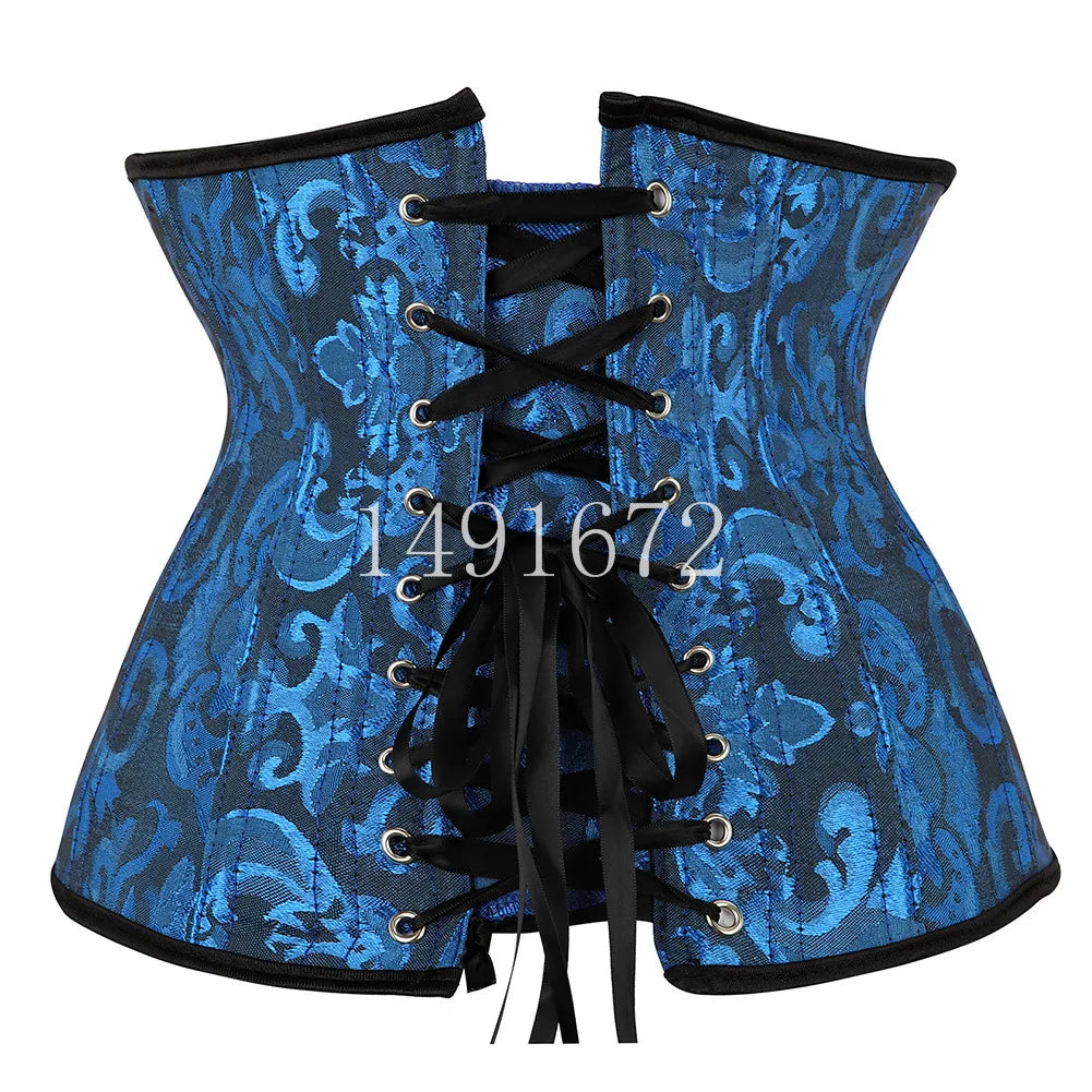 Sapubonva Black Corset Underbust Top Plus Size Satin Waist Cincher Sexy Gothic Workout Corsets Lingerie Korsett Women White Red