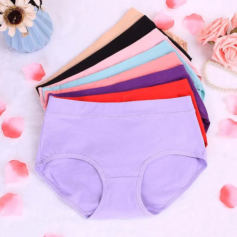 3Pcs/Lot Women's Underwear Cotton Panties For Female Plus Size Briefs Girls Sexy Lingeries Ladies Pantys Solid Color Underpants