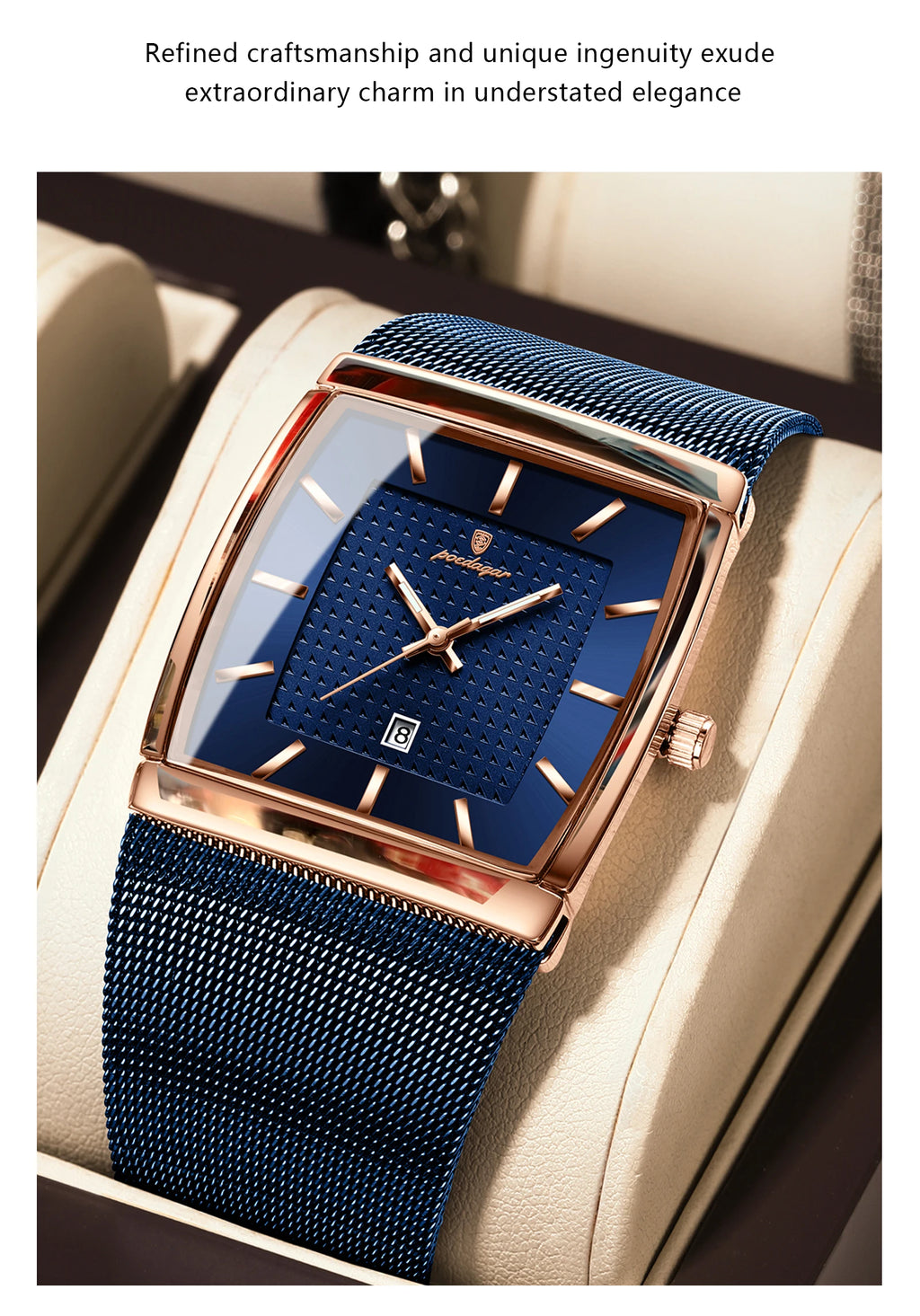 POEDAGAR Luxury Men Watch Stainless Steel Mesh Waterproof Luminous Date Man Wristwatch Fashion Casual Quartz Men's Watches Reloj