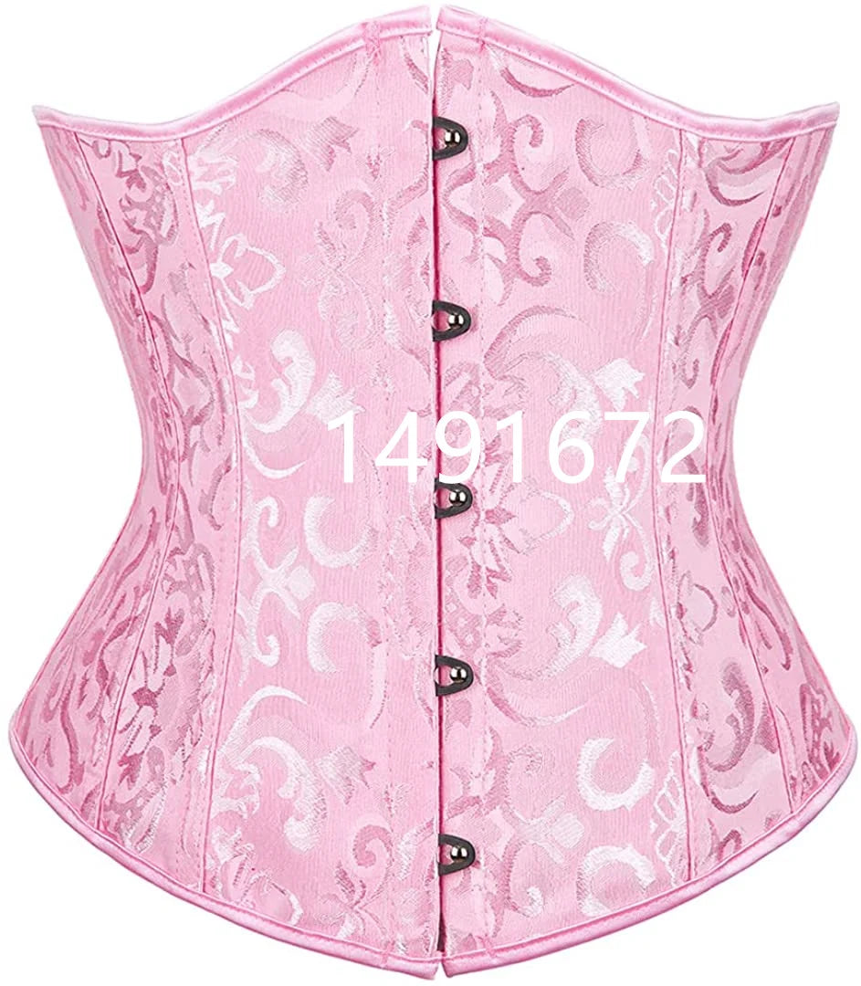 Sapubonva Black Corset Underbust Top Plus Size Satin Waist Cincher Sexy Gothic Workout Corsets Lingerie Korsett Women White Red