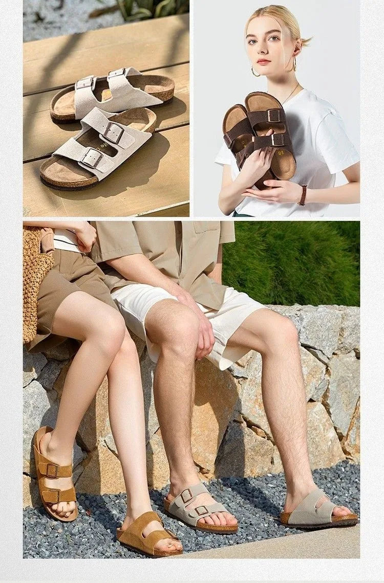 Fashion Men Clogs Shoes Outdoor Classic Cork Slide With Arch Support Beach Sandals Cork Suede Mules Slippers For Women