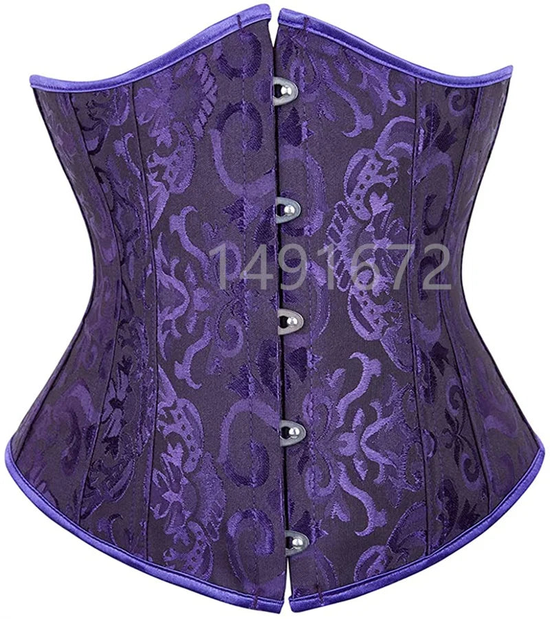 Sapubonva Black Corset Underbust Top Plus Size Satin Waist Cincher Sexy Gothic Workout Corsets Lingerie Korsett Women White Red