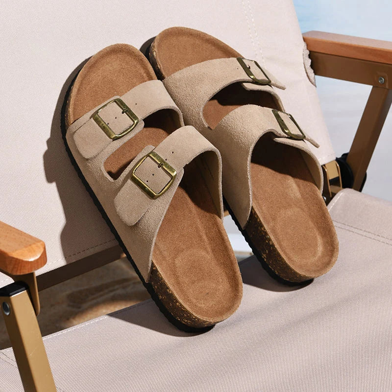 Fashion Men Clogs Shoes Outdoor Classic Cork Slide With Arch Support Beach Sandals Cork Suede Mules Slippers For Women