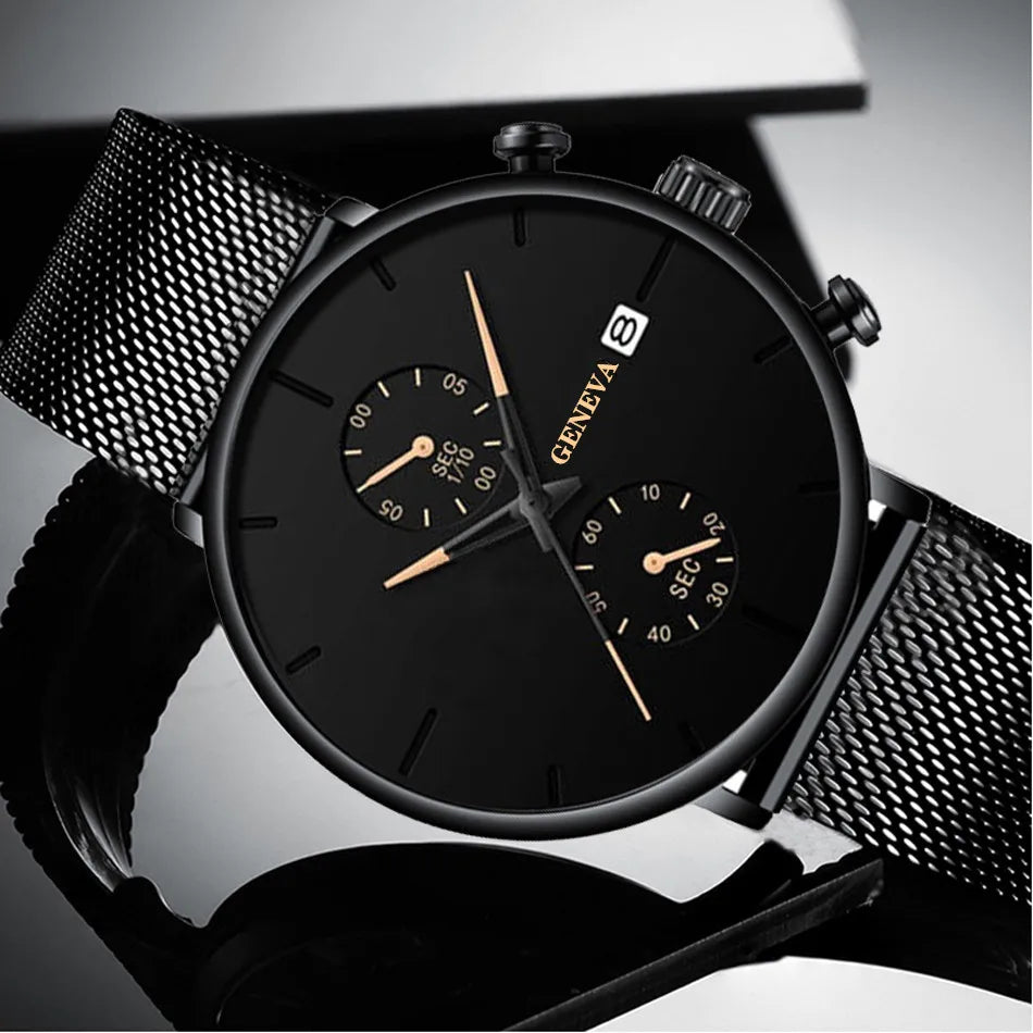 Men Watches Luxury Brand Date Calendar Watches Men Stainless Steel Mesh Watch For Mens Casual Quartz Watch Relogio Masculino Hot