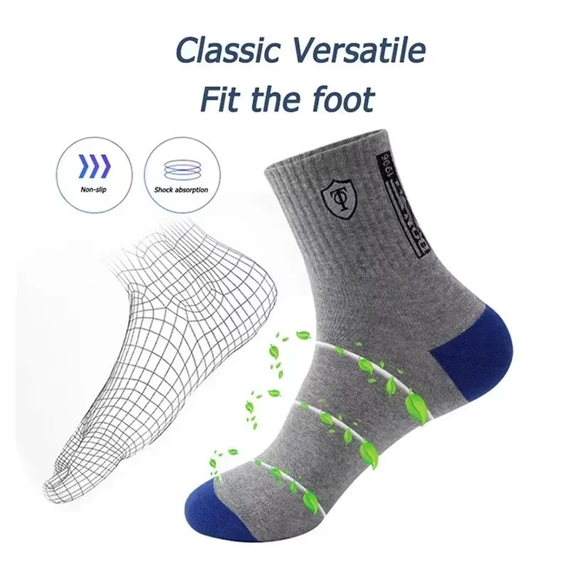 5Pairs Man High Quality Bamboo Fiber Breathable Deodorant Business funny Men's Socks Plus Size 37-43 Tube Sports Socks for Men