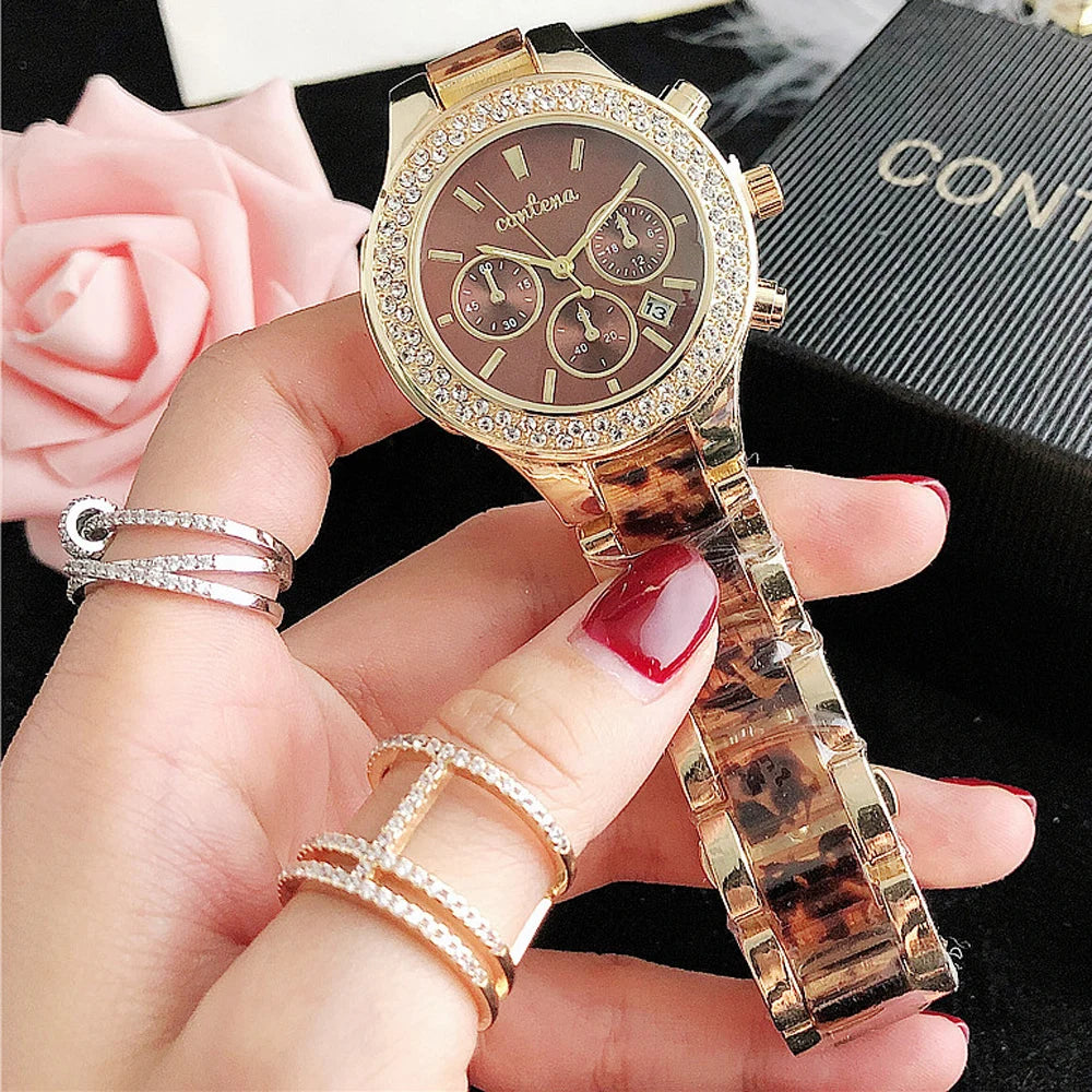 Luxury Top Brand Watches for Women Fashion Rhinestone Women Quartz Watch Elegant Rose Gold Ladies Bracelet Clock Montre Femme