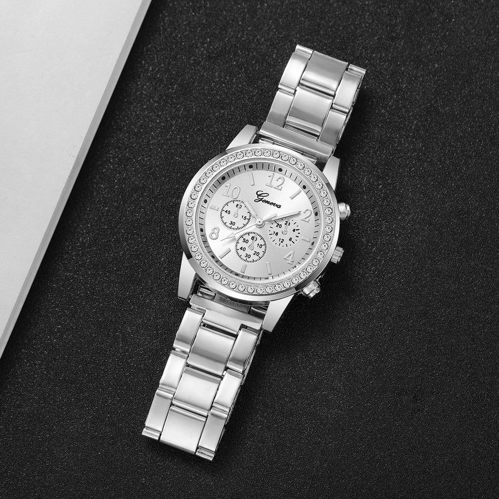 Fashion Rhinestone Women Watches Ladies Alloy Band Arabic Dial Analog Quartz Wrist Watches（Without Box）