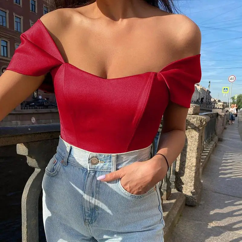 Women's Satin Corset Top Adjustable Boning Single Shoulder Summer Beach Party Bralette Y2K Euro-American Bestseller Outerwear