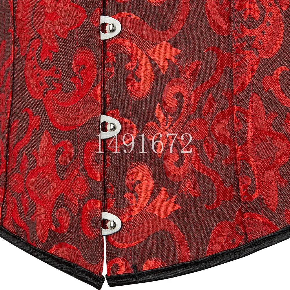Sapubonva Black Corset Underbust Top Plus Size Satin Waist Cincher Sexy Gothic Workout Corsets Lingerie Korsett Women White Red