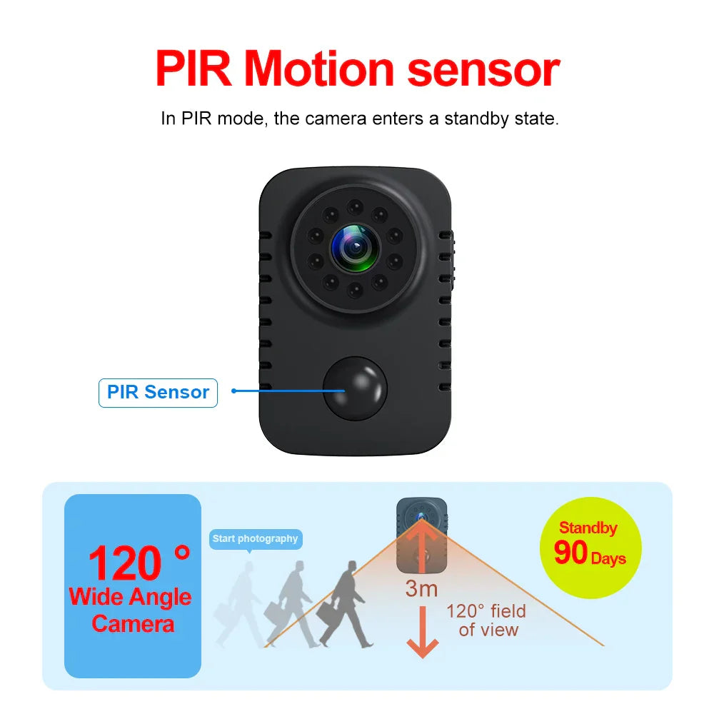 Mini Camera 1080P Full HD Smart WiFi Pocket Camcorder Black