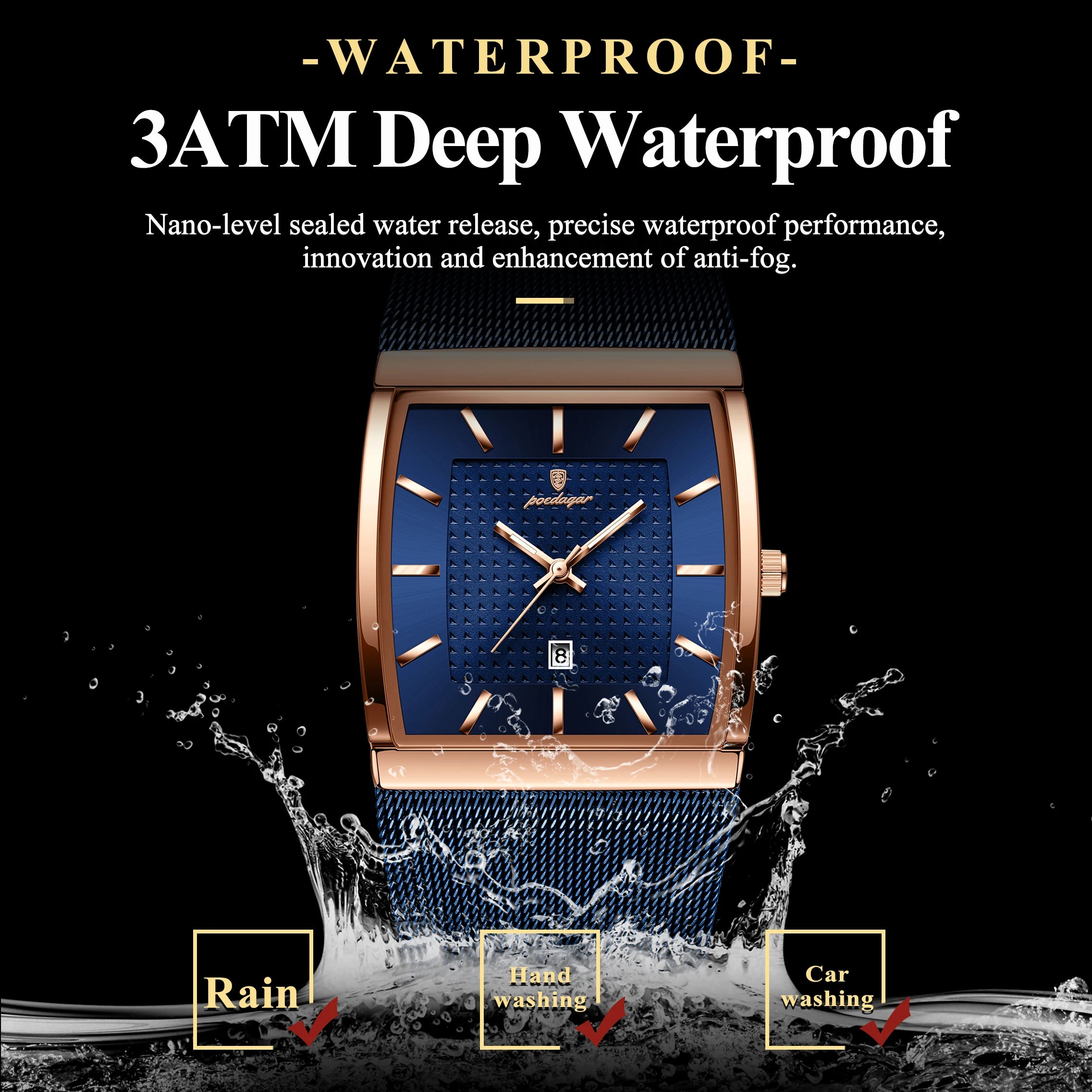 POEDAGAR Luxury Men Watch Stainless Steel Mesh Waterproof Luminous Date Man Wristwatch Fashion Casual Quartz Men's Watches Reloj