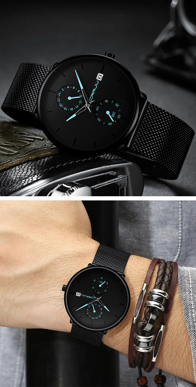 Men Watches Luxury Brand Date Calendar Watches Men Stainless Steel Mesh Watch For Mens Casual Quartz Watch Relogio Masculino Hot