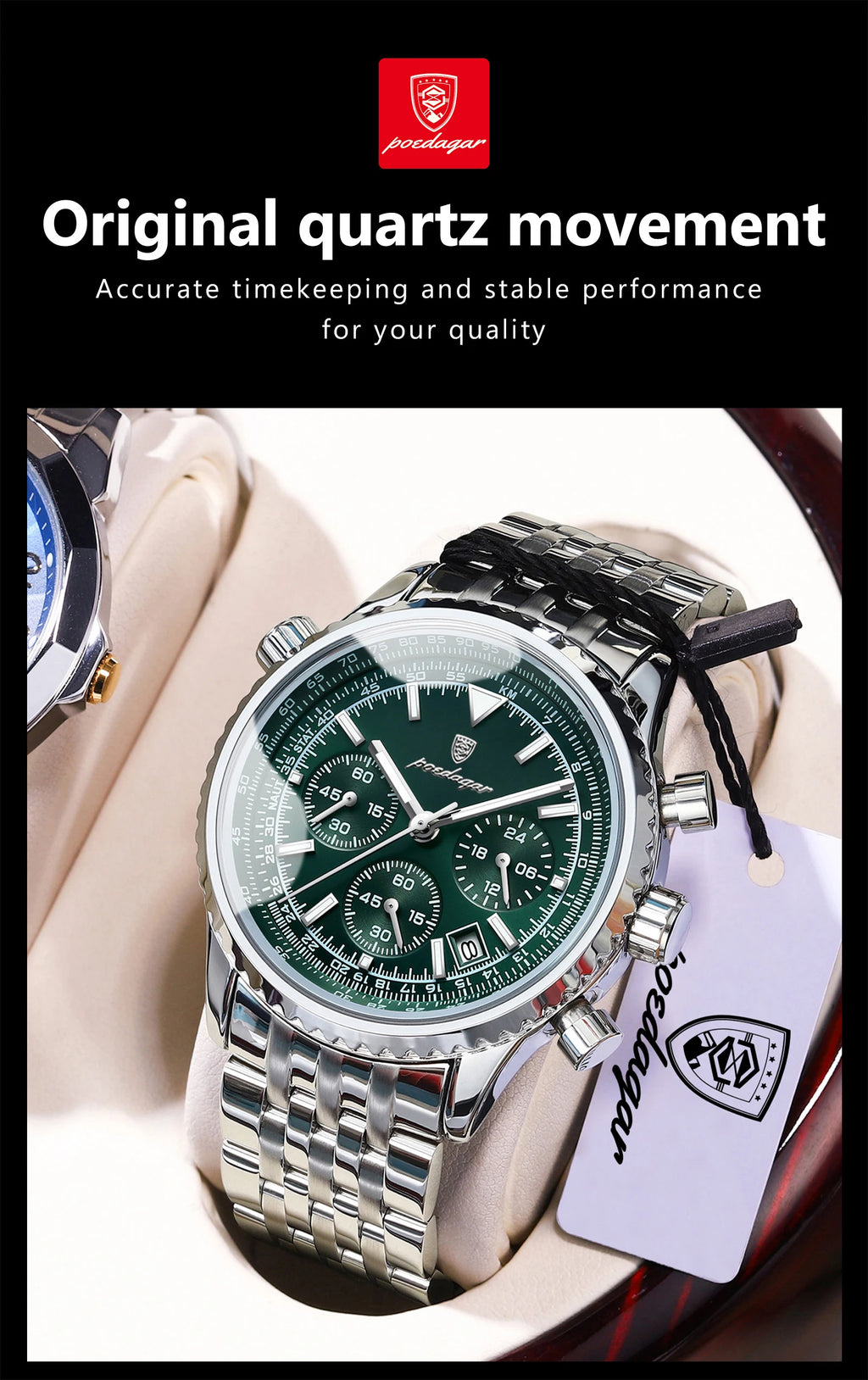 POEDAGAR Luxury Watches For Man Date Chronograph Stainless Steel Sport Men Watch Waterproof Luminous Quartz Military Men's Watch