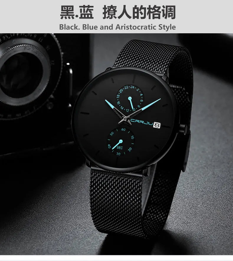 Men Watches Luxury Brand Date Calendar Watches Men Stainless Steel Mesh Watch For Mens Casual Quartz Watch Relogio Masculino Hot