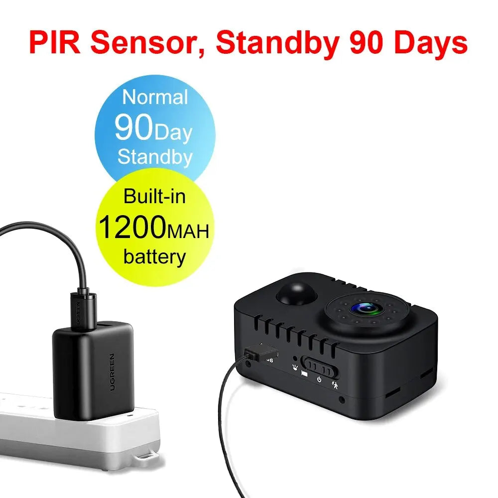 Mini Camera 1080P Full HD Smart WiFi Pocket Camcorder Black