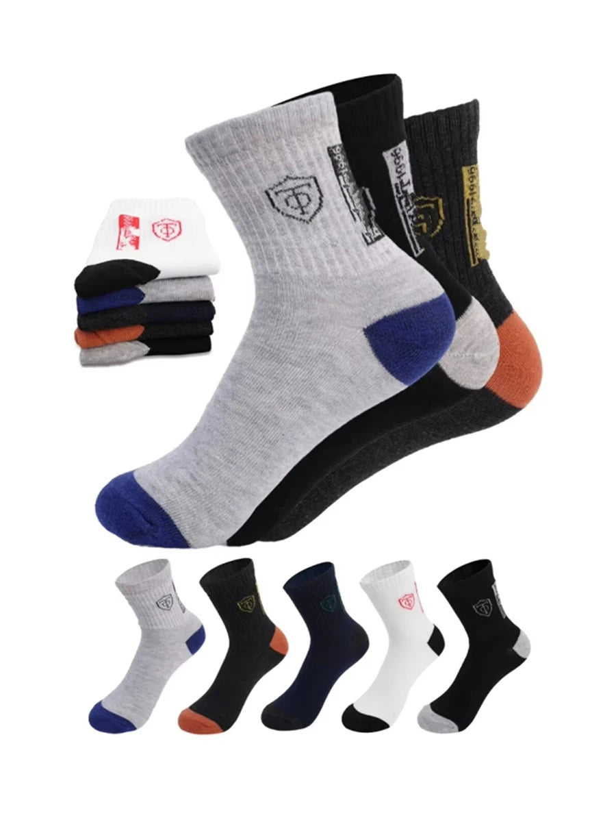5Pairs Man High Quality Bamboo Fiber Breathable Deodorant Business funny Men's Socks Plus Size 37-43 Tube Sports Socks for Men