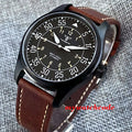 Tandorio Black PVD NH35A PT5000 39mm Pilot Automatic Men Watches 200m Waterproof Sapphire Crystal Diver Clock Leather Band
