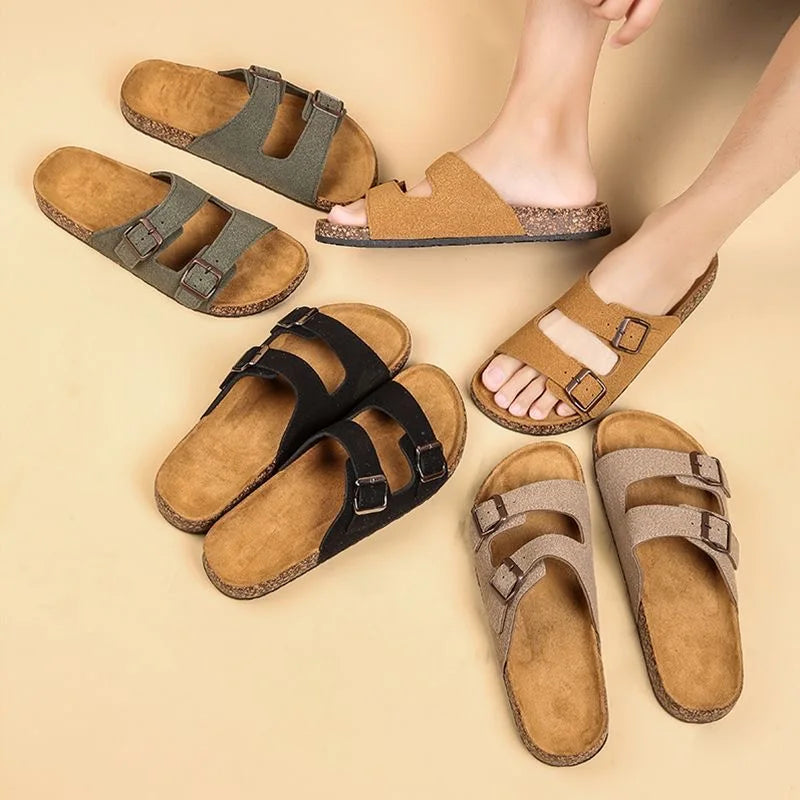 Fashion Men Clogs Shoes Outdoor Classic Cork Slide With Arch Support Beach Sandals Cork Suede Mules Slippers For Women