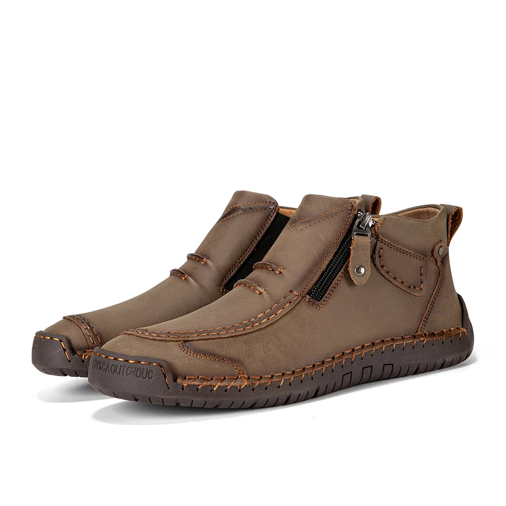 New Autumn Handmade Leather Men Boots Outdoor Design Sneakers Man Breathable Casual Leather Shoes Men Ankle Boots Fall Plus Size
