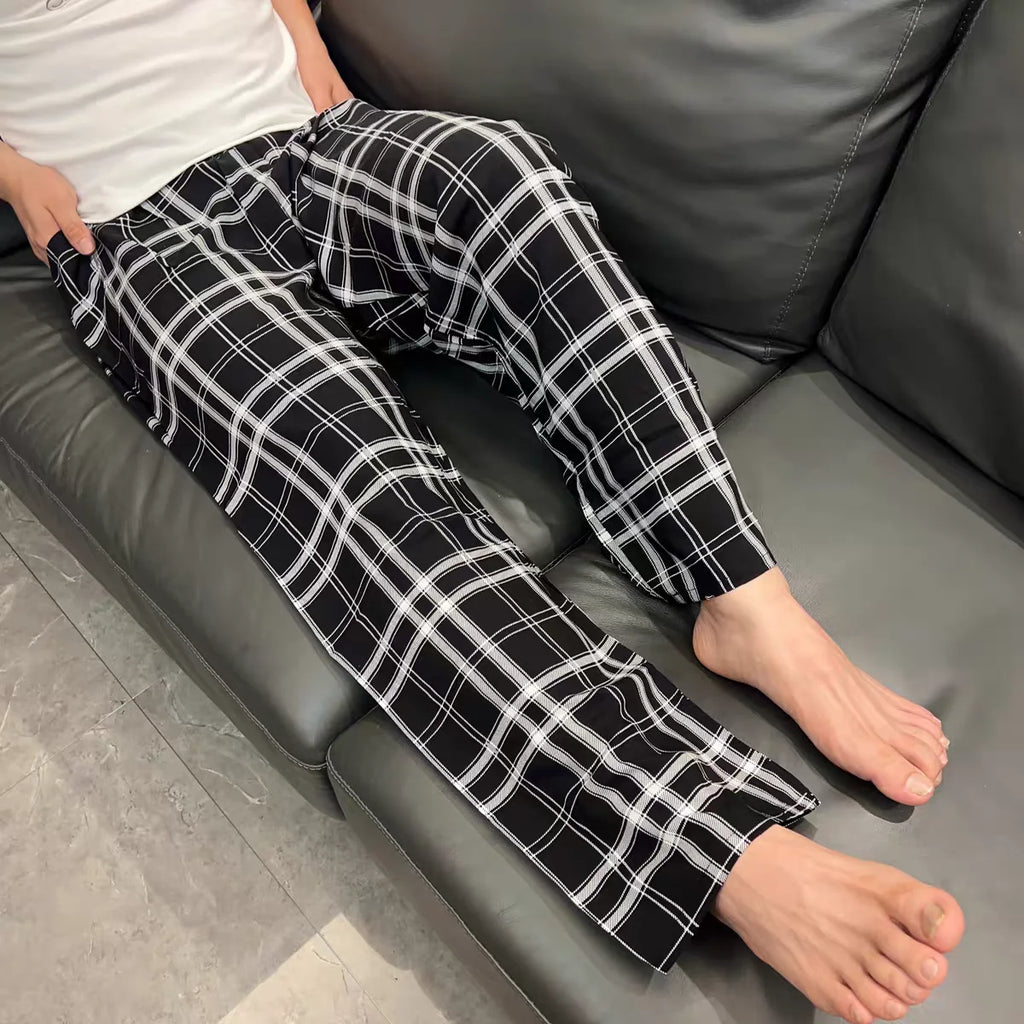 Extra Large Size Stylish Pajama Pants for Men, Spring and Autumn, Plus Size, Oversized, Casual Long Pants, Thin Style, Home Wear Pants