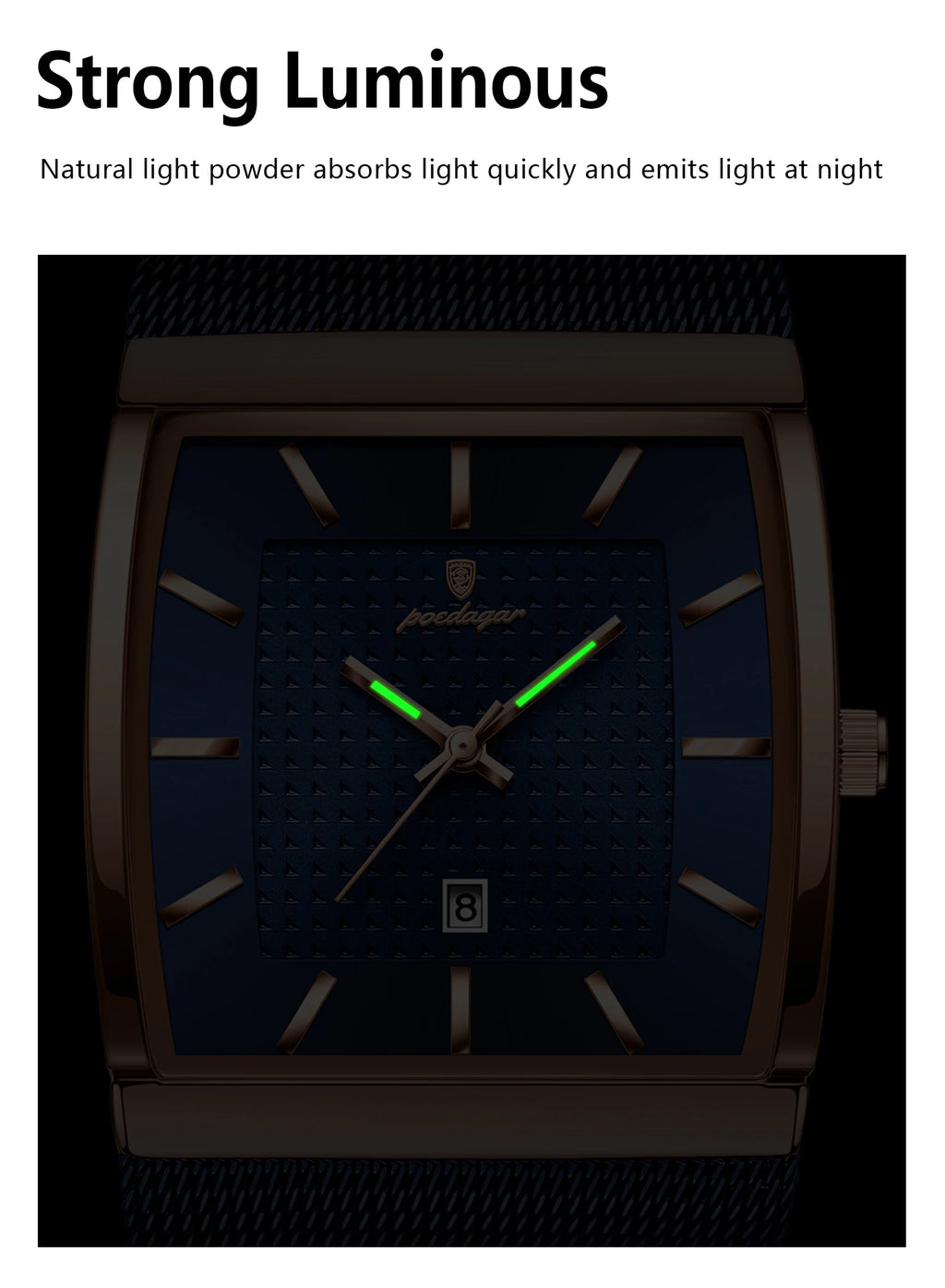 POEDAGAR Luxury Men Watch Stainless Steel Mesh Waterproof Luminous Date Man Wristwatch Fashion Casual Quartz Men's Watches Reloj