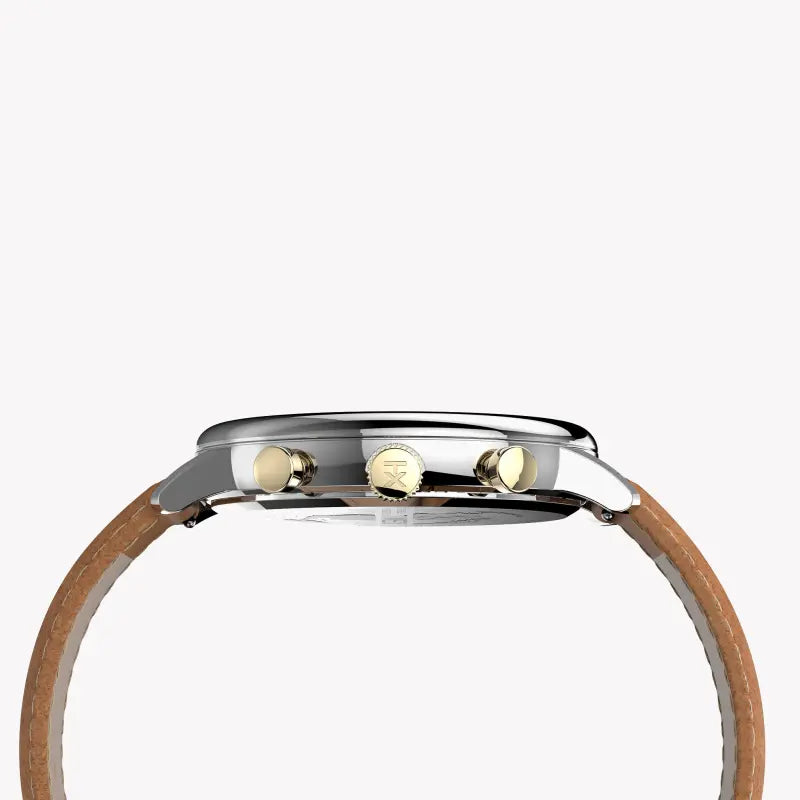 Timex Men's Brass Watch, Blue Dial & Tan Leather | Tw2u39000