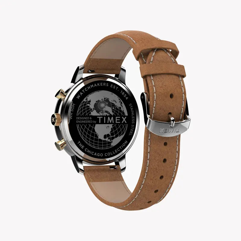 Timex Men's Brass Watch, Blue Dial & Tan Leather | Tw2u39000