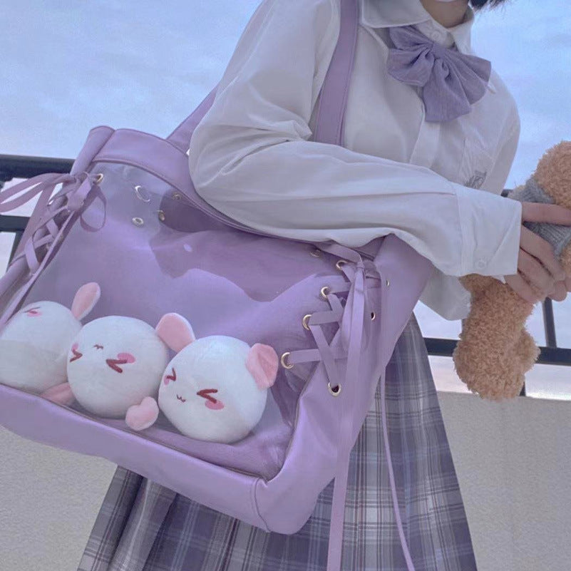 Cute Pink Shoulder Bag with Plush Toys