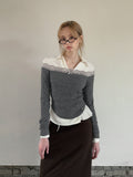 [TWEE] Nize Lace Punching Off-Shoulder Long Sleeve Tee