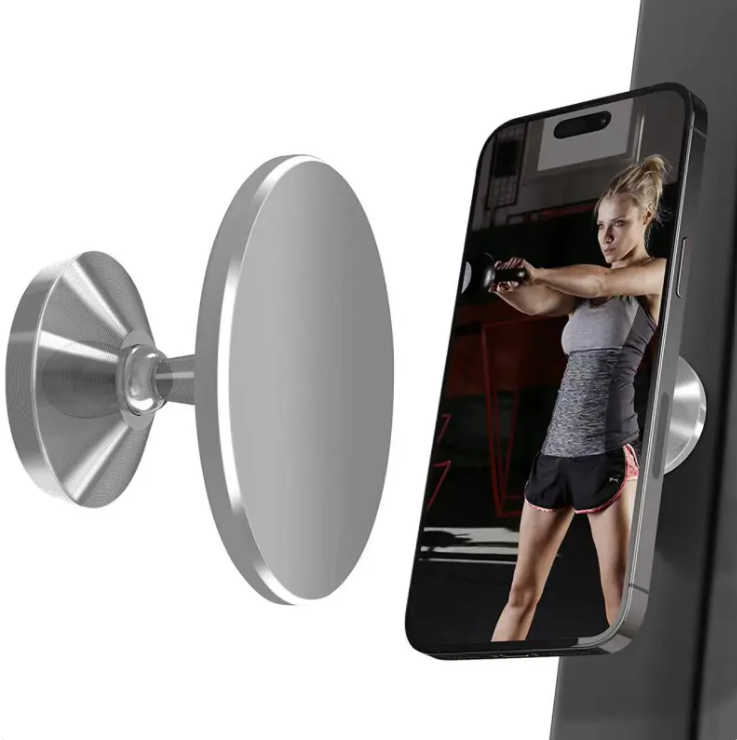 Magnetic Aluminum Alloy Gym Phone Holder – MagSafe Mount for Treadmills, Exercise Bikes & More